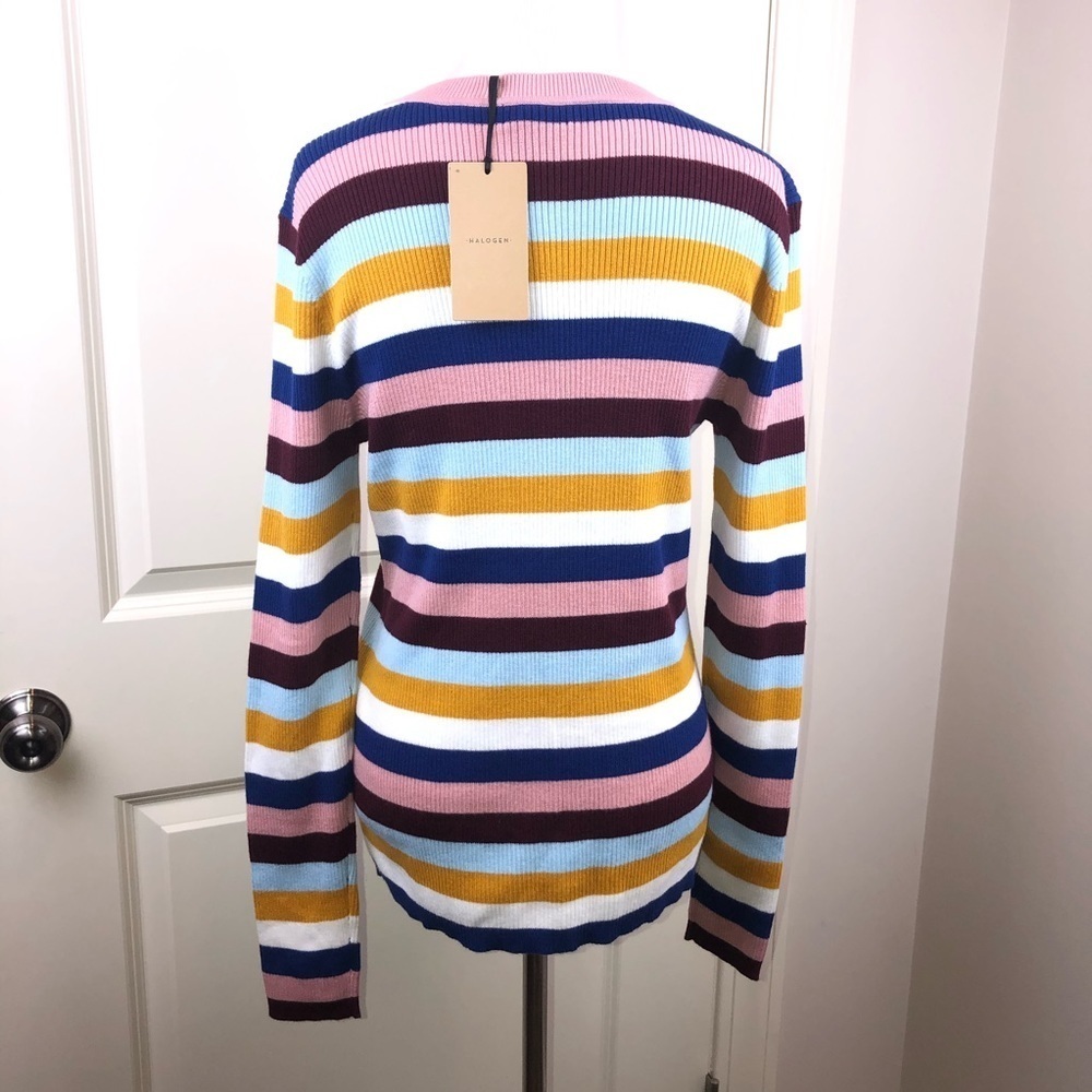 Halogen Striped Ribbed Knit Sweater L - Picture 10 of 16